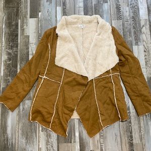 Warm light brown colored medium fleece lined coat